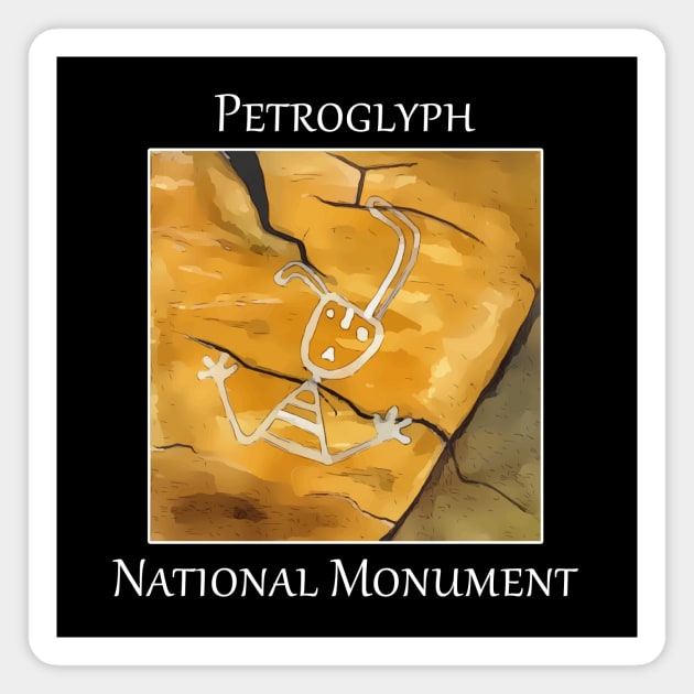 Cute drawing of what looks like an alien humanoid from the Petroglyph National Monument Magnet by WelshDesigns